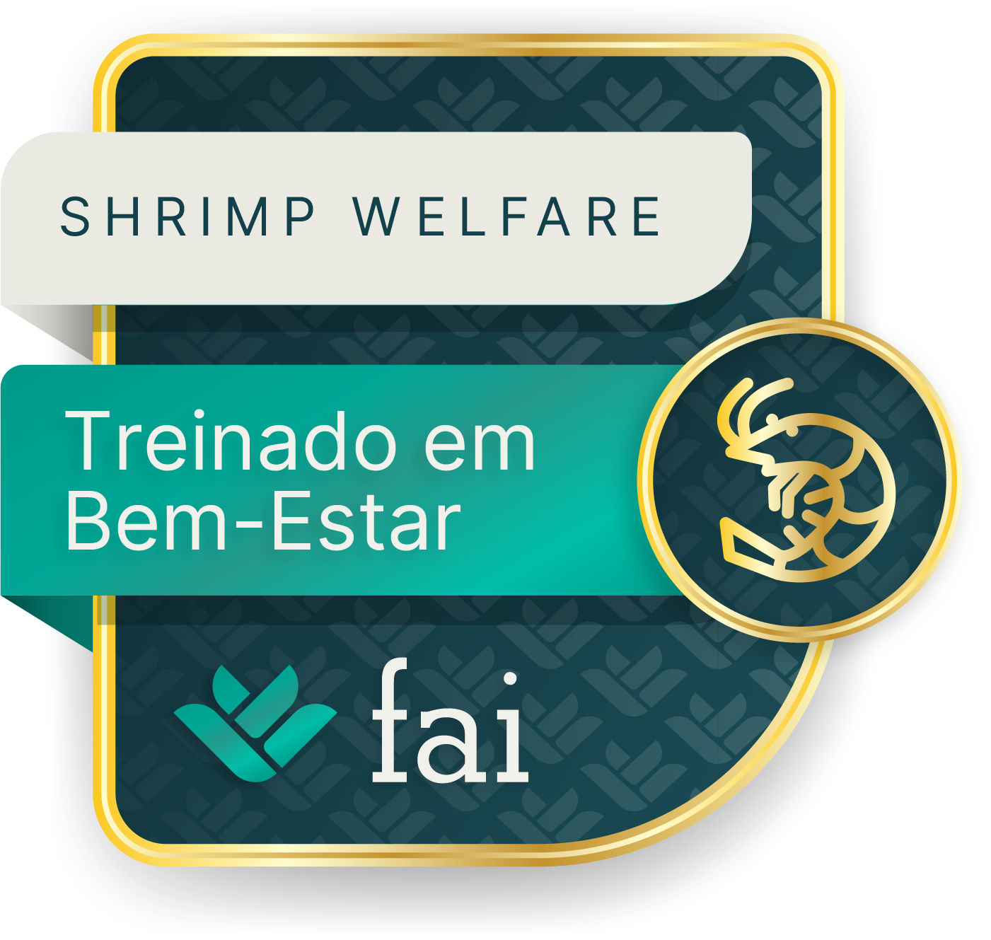 Shrimp Welfare Trained Badge for companies representing completion of FAI Academy welfare training - not a certification.